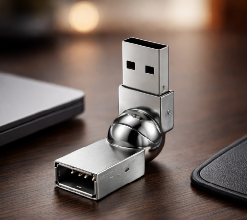 2 Metal Flexible USB Cable Adapter - Rotating Swivel Head - Male to Female