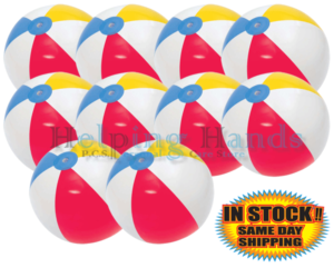 10 Individually Wrapped BEACH BALLS Inflated Size 13in Fun For Summer Pool Party