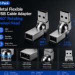 2 Metal Flexible USB Cable Adapter - 360 Rotating Swivel Head - Male to Female