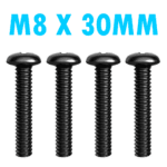 4 Pack M8 X 30MM Hybrid (Phillips + Slotted) Drive, Fully Thread, Black Oxide Finish