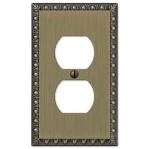 Amerelle 90DBB Egg & Dart Wallplate, 1 Duplex, Cast Metal, Brushed Brass, 1-Pack
