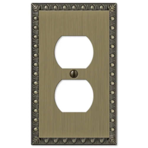Amerelle 90DBB Egg & Dart Wallplate, 1 Duplex, Cast Metal, Brushed Brass, 1-Pack