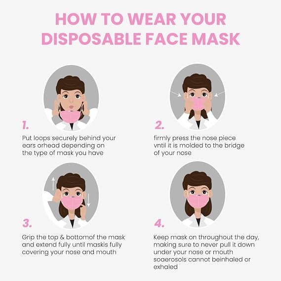 500 Pink Disposable Face Masks, 3-ply Breathable Masks, Elastic Ear Loop Mask - Image 6
