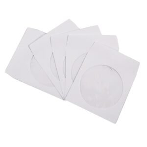100 Pack Premium White Paper CD DVD Sleeves Envelope with Window Cut Out Flap - Image 2