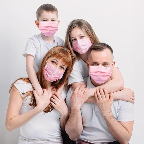 500 Pink Disposable Face Masks, 3-ply Breathable Masks, Elastic Ear Loop Mask - Image 7
