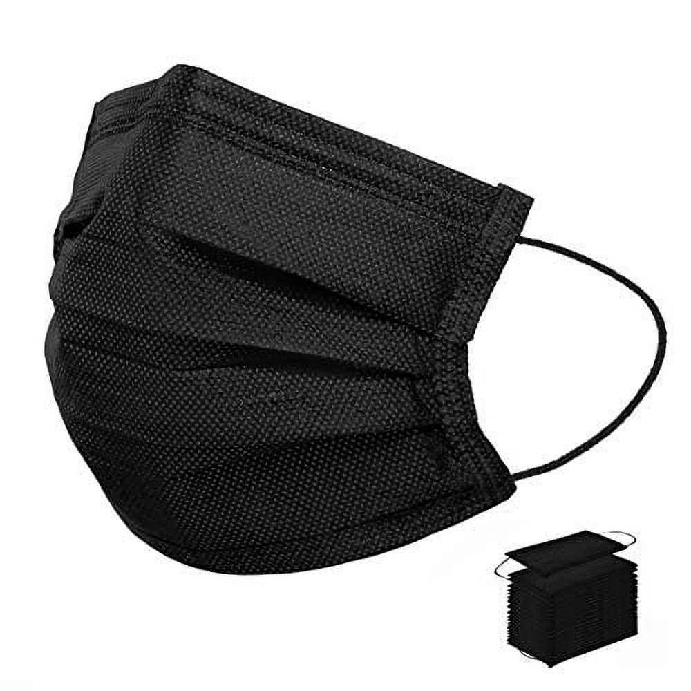 NEW Disposable BLACK Face Mouth Mask 3-Ply Ear Loop 50 PCS - Image 3
