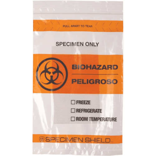 (10) Specimen Shield Absorbent 2 Mil Zip-Closure Biohazard Bags 6" x 9" Clear