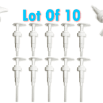 10 Pack 28-400 White Lotion Pumps, Fine Ribbed, Lock Down with 8-1/2" Dip Tubes and 5cc Output for Standard Plastic Bottles (Not for Glass Bottles)