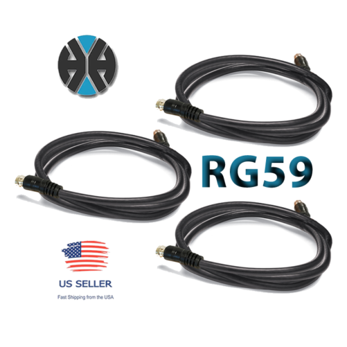 3 RG59/U Strain Relief 6 ft. Low-Loss Copper Coated Steel Coaxial Cable 75 Ohm
