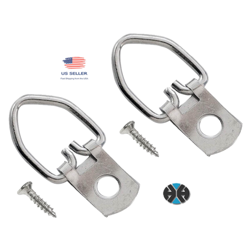 2Pk HM D-Ring Swivel Strap Eye Hangers, Zinc Plated Crown Bolt Picture Hangers