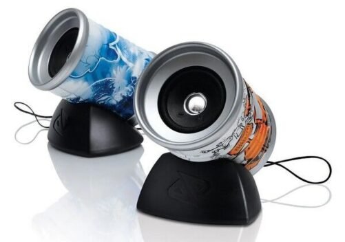 6 1/2" Boosted Tin Can Computer / Cell Phone Retro Stylish Speaker Set