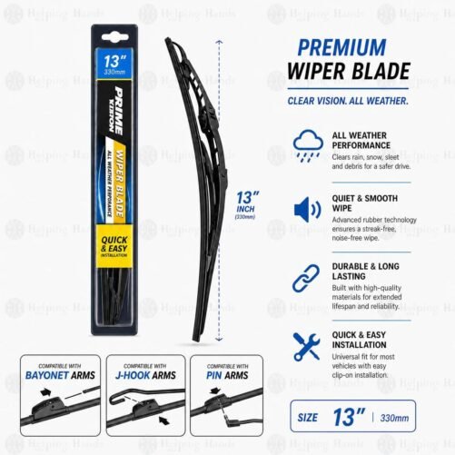 Prime Vision Conventional - J-Hook, Bayonet, Pin - Wiper Blade 13 Inch - PCB13