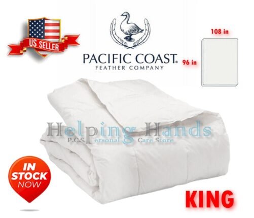 Pacific Coast Gray Duck Down 230TC White Hotel Luxury Lightweight Blanket - King