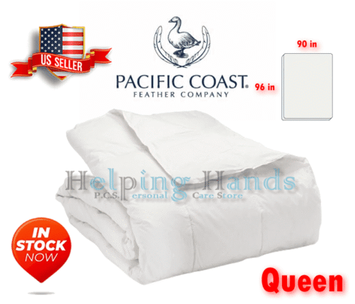 Pacific Coast Gray Duck Down 230TC White Hotel Luxury Lightweight Blanket. Queen