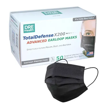 NEW Disposable BLACK Face Mouth Mask 3-Ply Ear Loop 50 PCS - Image 2