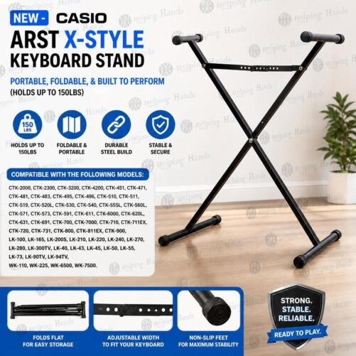 NEW - Casio ARST X-Style Keyboard Stand Portable, Foldable, (Holds Up To 150lbs)