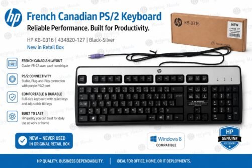 HP French Canadian JB Win-8 PS2 Keyboard 434820-127 KB-0316 Black-Silver Retail