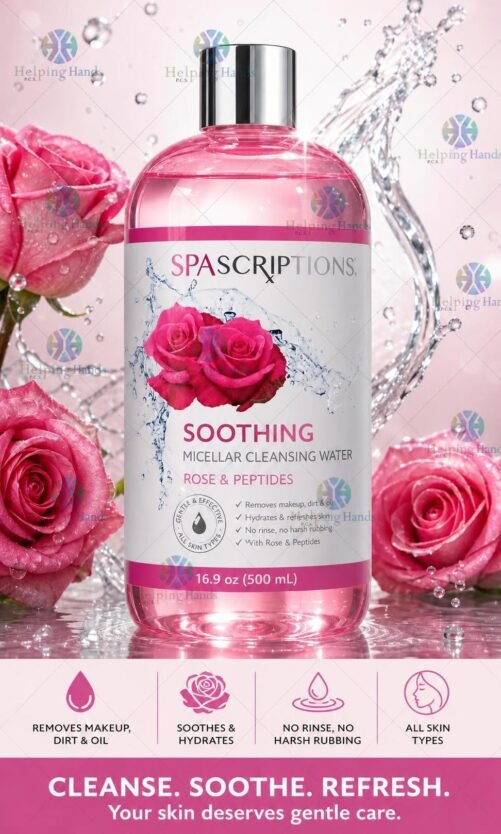 Spascriptions Soothing Micellar Cleansing Water Rose & Peptides - Removes Makeup