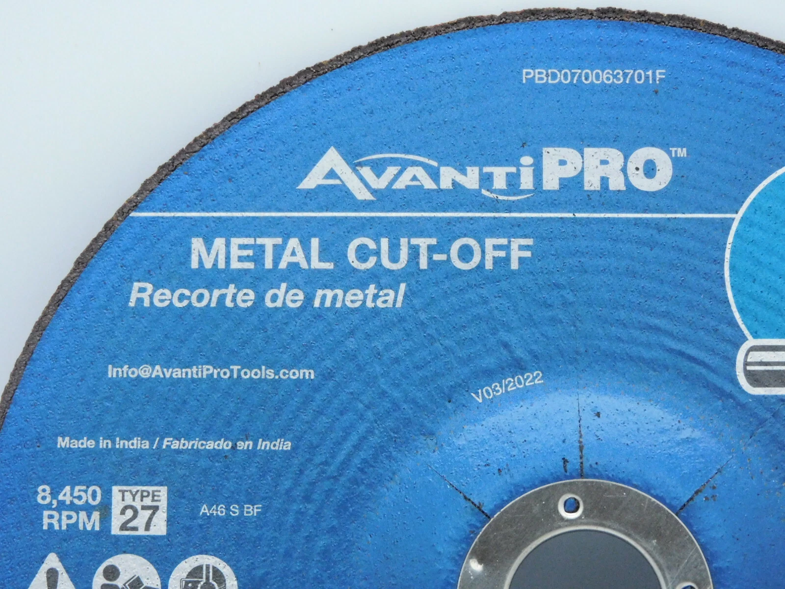 2 NEW AVANTI PRO 8450 RPM 7/8 Arbor 7" ABRASIVE CUT OFF DISC METAL. Type 27 1/16 - Image 7