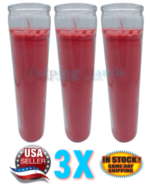 Set of 3 Original 80 Hour Hand Crafted Classic Red Candles Glass 8 Inch Long Lasting