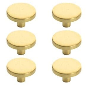 BINO 6-Pack Cabinet Knobs - 1.22" Diameter (31mm), Brass - 24417-BRA