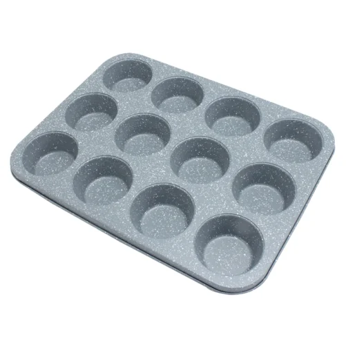 David Burke Kitchen Commerical Weight 12 Cup Muffin Pan 2.75 x 1.25 Gray
