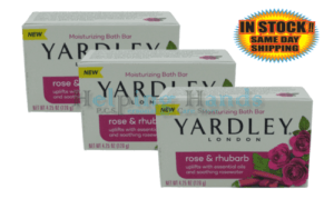 3 Yardley ROSE & RHUBARB Soap LIMITED EDITION 4.25oz W/ ESSENTIAL OIL Moisturizing Bath Bar