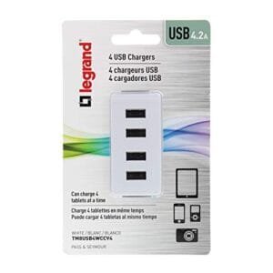 Legrand radiant 4 Port USB charging Outlet 249695 4.2A Quad USB Charger, 5V DC White
