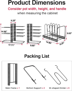 Adjustable 8-Tier "3 DIY Methods" Pot Pan Organizer Kitchen Cabinet Storage - Image 2