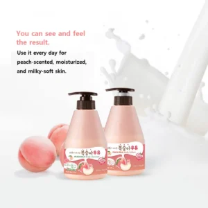 Kwailnara Welcos Korean Peach Milk Body Wash Cleanser Shower 19.7 Oz Pump - Image 3
