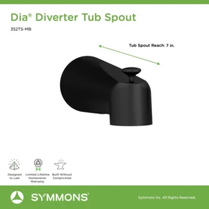 Dia Diverter Tub Spout in Matte Black - 7" length 352TS-MB - Image 2