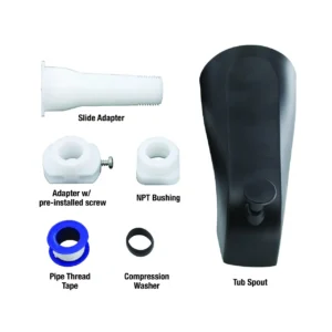 Danco Universal Bathroom Tub Spout with Diverter in Matte Black, 0.7 lbs. 11079 - Image 2