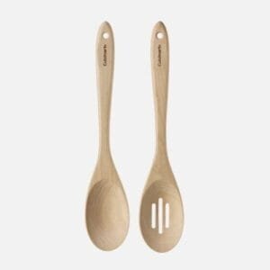 2 Pack Cuisinart Green Gourmet Beechwood Solid and Slotted Spoons - Natural oil finish
