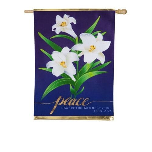 Evergreen Flag, Easter Lilies House Linen Flag, 44'' x 28'' inches - Peace
