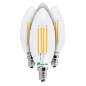 4 Pack Greenlite 60175 - 5W/LEDX/CTCD/CL Blunt Tip LED Light Bulb Dimmable 2700k