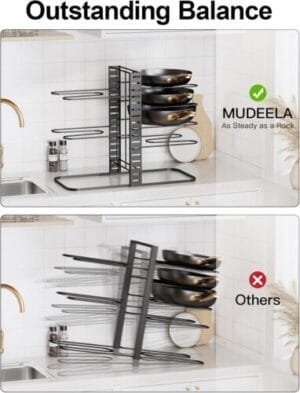 Adjustable 8-Tier "3 DIY Methods" Pot Pan Organizer Kitchen Cabinet Storage - Image 3