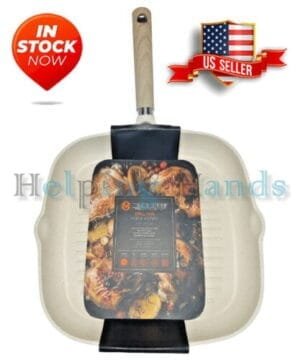 Masterclass Premium Cookware 11" Heavy Duty Skillet Grill Pan Non-Stick - Ivory