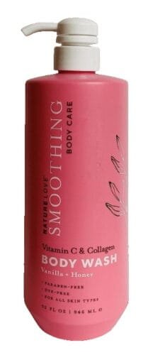 NATURE LOVE Vitamin C & Collagen SMOOTHING BODY WASH Vanilla + Honey 32oz Pump