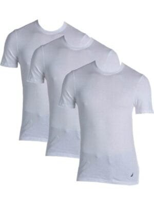 Nautica Stretch Crew Neck Size L White T-Shirt - 3 Pack 100% Cotton