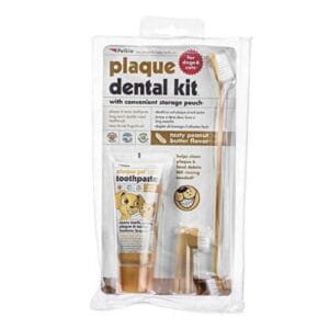 Petkin Plaque Dental Kit - dogs and cats - no rinsing required - Peanut Butter
