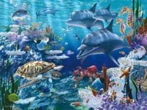 Ravensburger Super-Size Sea Life Puzzle, Dolphins 24 Pieces - 2' x 3'