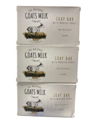 The Natural Goats Milk Company Soap Bar With Goat Milk & Manuka Honey and Vitamin E Made In Australia 100g Net Pack of 3