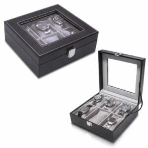 Goldia Black Six Watch Valet Faux Leather Watch Case GM14988