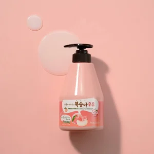 Kwailnara Welcos Korean Peach Milk Body Wash Cleanser Shower 19.7 Oz Pump - Image 4
