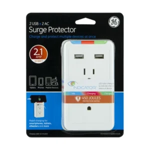GE 2 USB + 2 AC Surge Protector with Eye Indicator Technology (White) - DN006347 - Image 3
