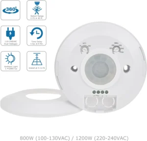 YCA1050 PIR Motion Sensor Light Switch, 85-265V AC 2000W, Ceiling Mount Motion Sensor - Image 3