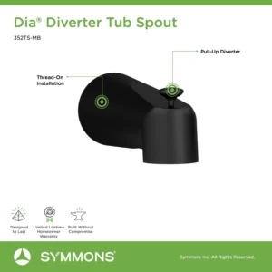 Dia Diverter Tub Spout in Matte Black - 7" length 352TS-MB - Image 3