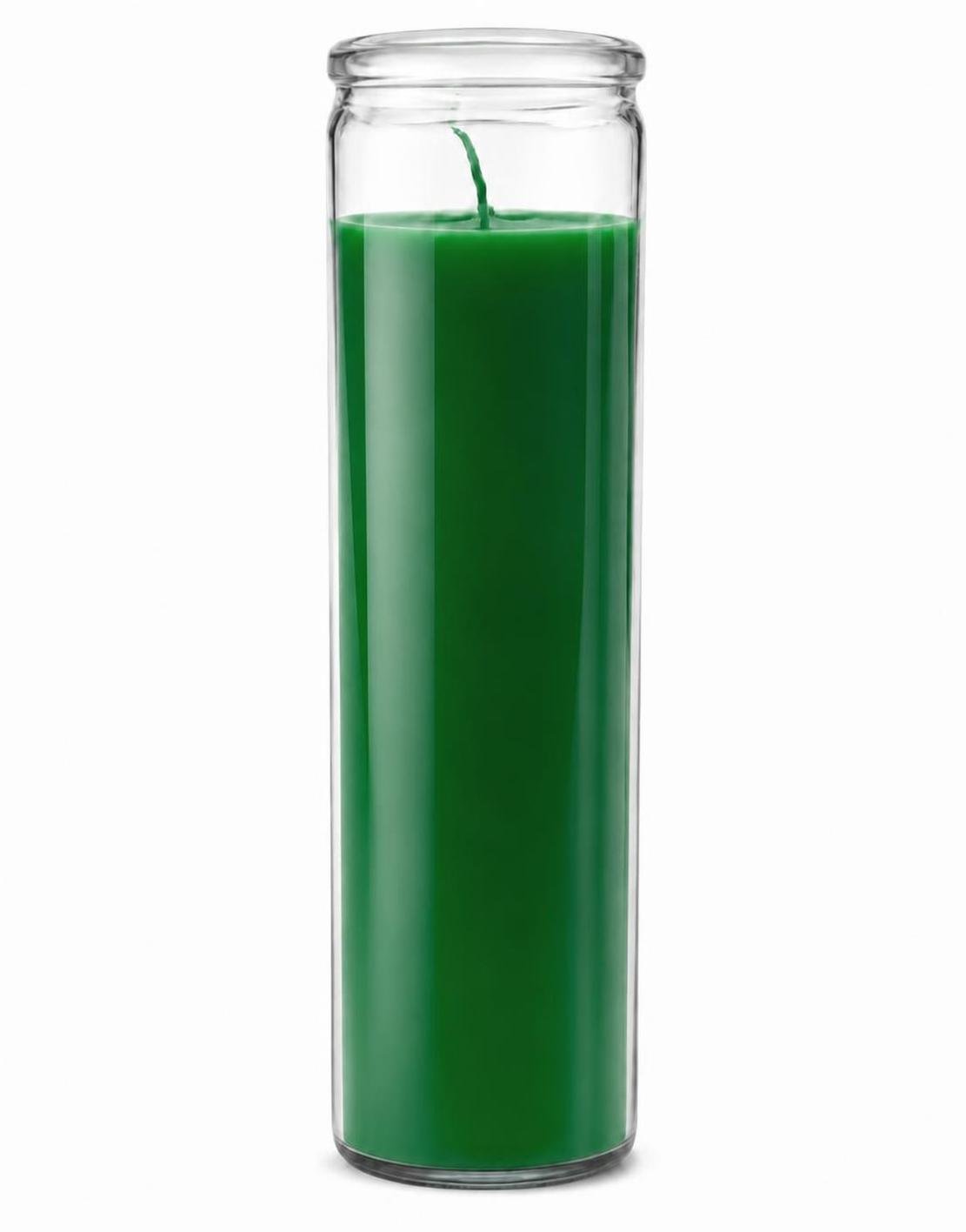 3 Original 80 Hour Hand Crafted Classic Green Candles Glass 8 Inch Long Lasting - Image 2