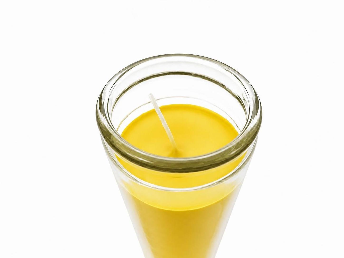 3 Original 80 Hour Hand Crafted Classic Yellow Candles Glass 8 Inch Long Lasting - Image 2