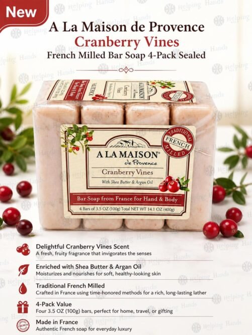 A La Maison de Provence - Cranberry Vines - French Milled Bar Soap 4-Pack Sealed